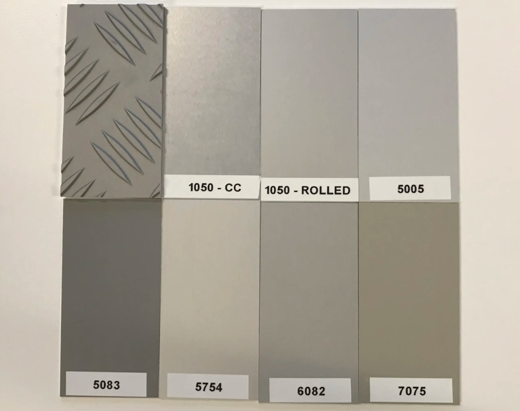Forskellige aluminiumlegeringer med samme anodisering.